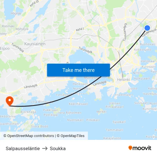 Salpausselkä Road to Soukka map