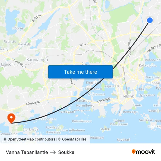 Vanha Tapanilantie to Soukka map
