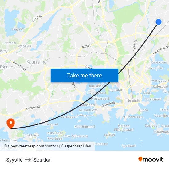 Syystie to Soukka map