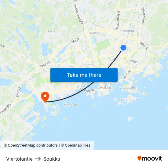 Viertola Road to Soukka map