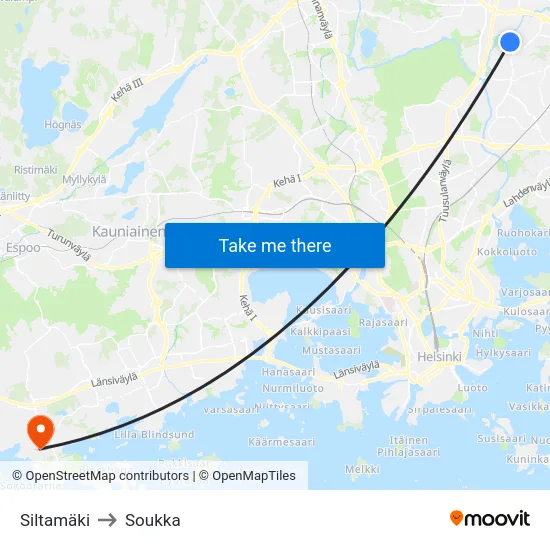 Siltamäki to Soukka map