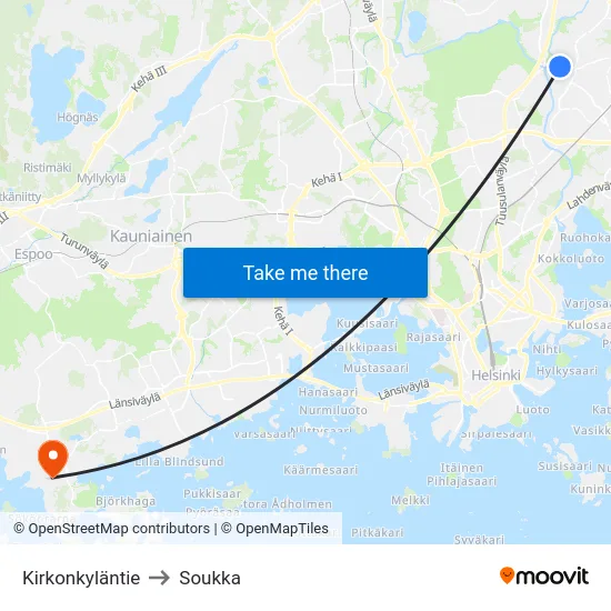 Kirkonkyläntie to Soukka map
