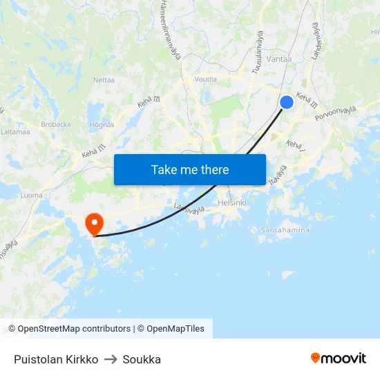 Puistolan Kirkko to Soukka map