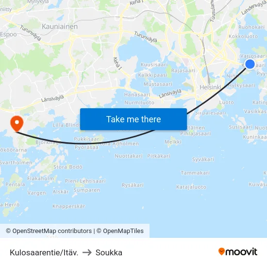 Kulosaarentie/Itäv. to Soukka map