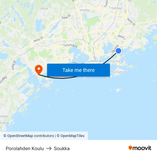 Porolahti School to Soukka map