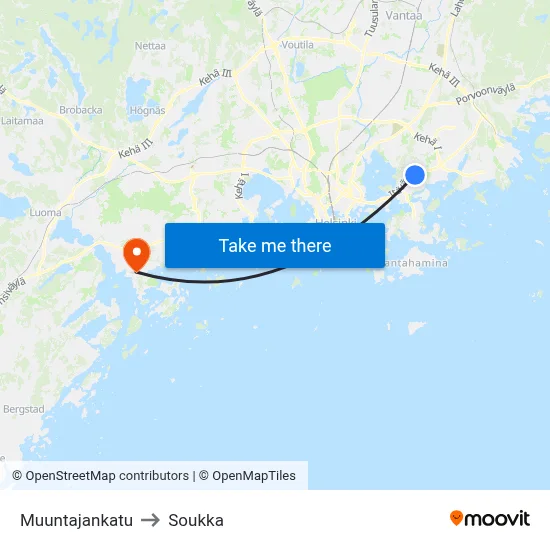 Muuntajankatu to Soukka map