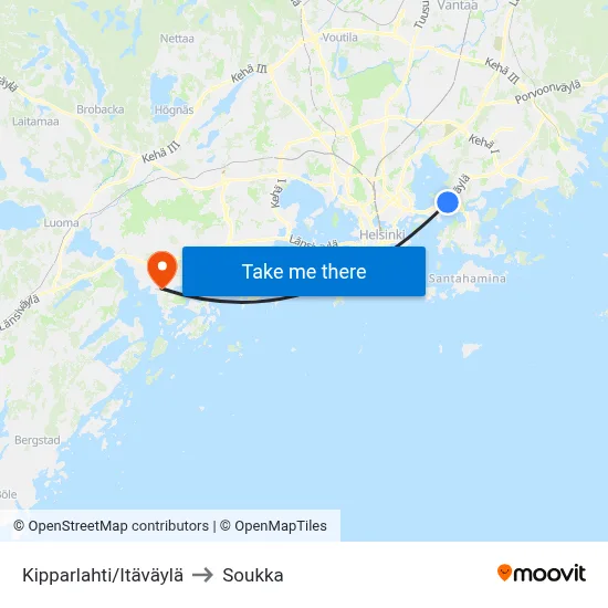Kipparlahti/Eastern Highway to Soukka map