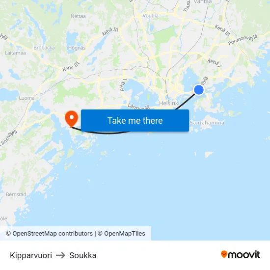 Kipparvuori to Soukka map