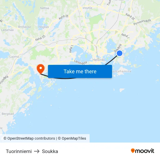 Tuorinniemi to Soukka map