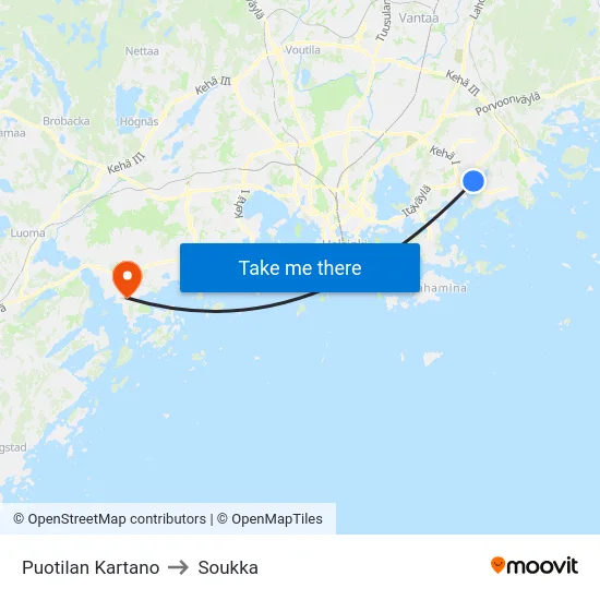 Puotilan Kartano to Soukka map