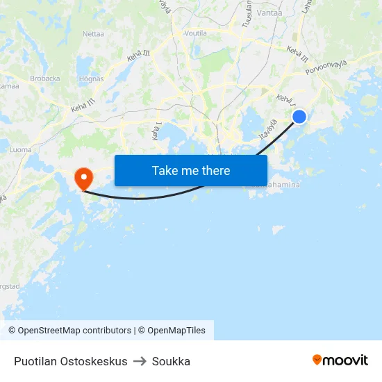 Puotila Shopping Center to Soukka map