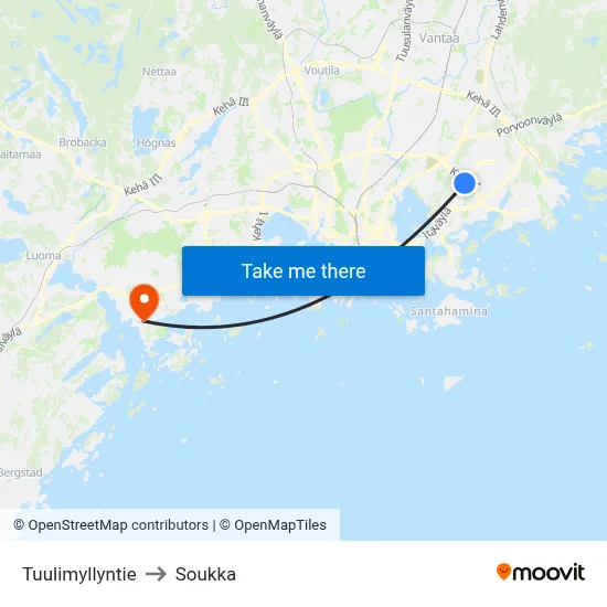 Tuulimyllyntie to Soukka map