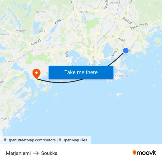Marjaniemi to Soukka map