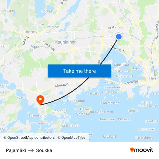Pajamäki to Soukka map