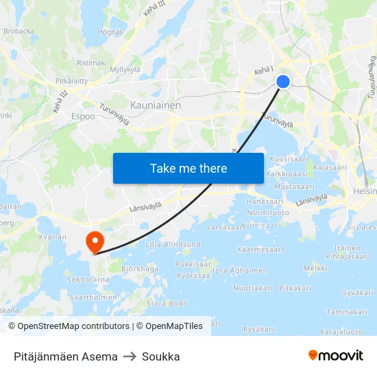 Pitäjänmäen Asema to Soukka map