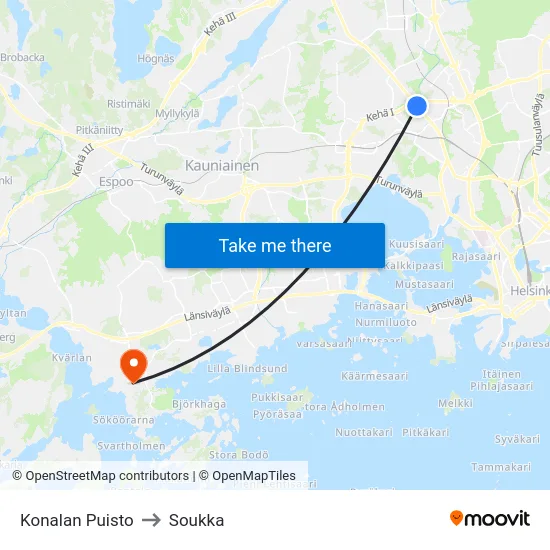 Konalan Puisto to Soukka map
