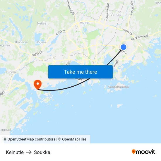 Keinutie to Soukka map