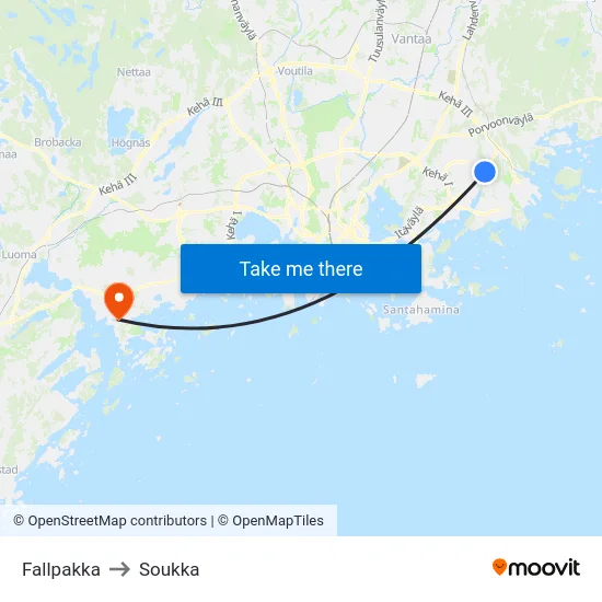 Fallpakka to Soukka map