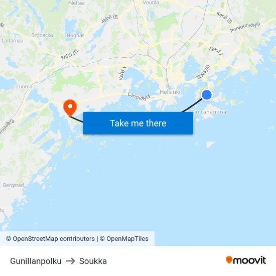 Gunillanpolku to Soukka map