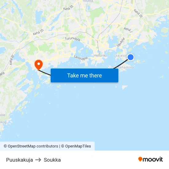 Puuskakuja to Soukka map
