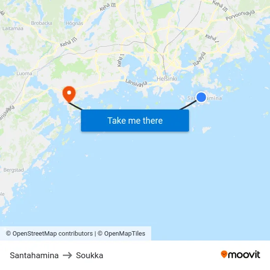 Santahamina to Soukka map