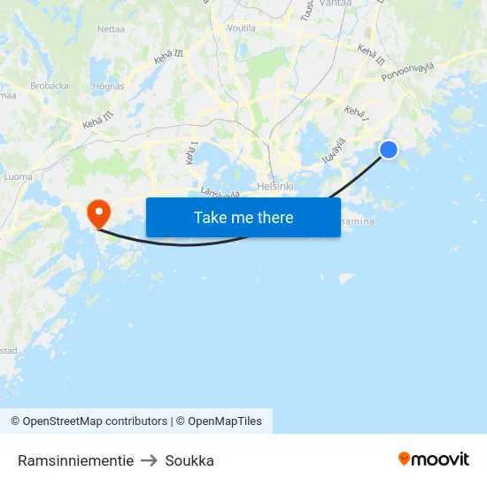 Ramsinniementie to Soukka map
