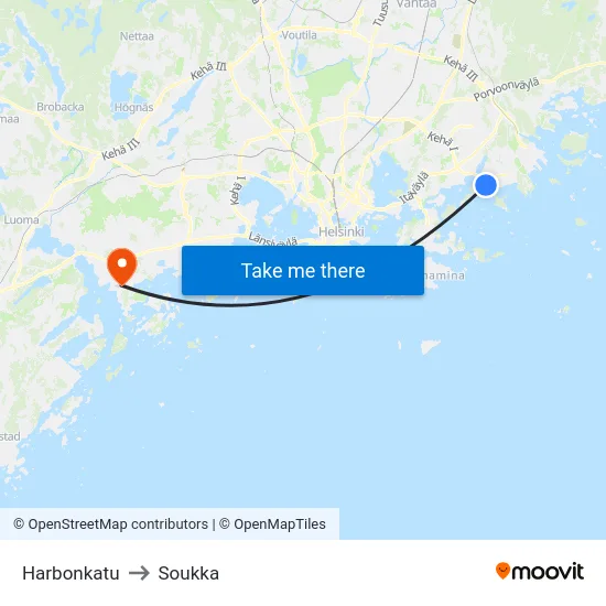 Harbonkatu to Soukka map