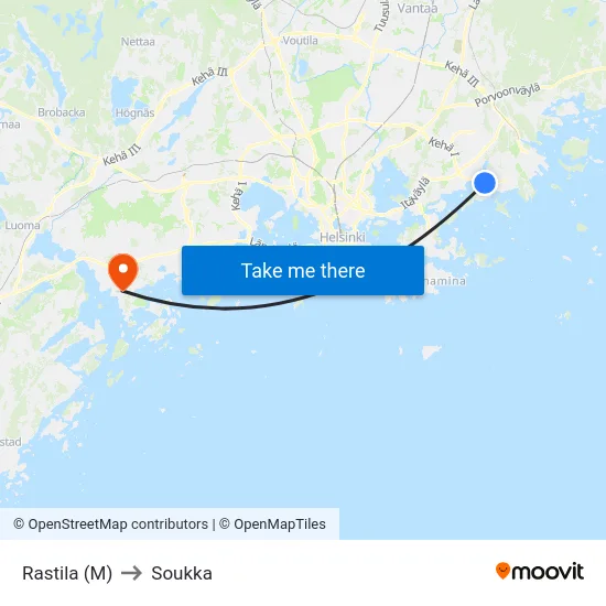 Rastila (M) to Soukka map