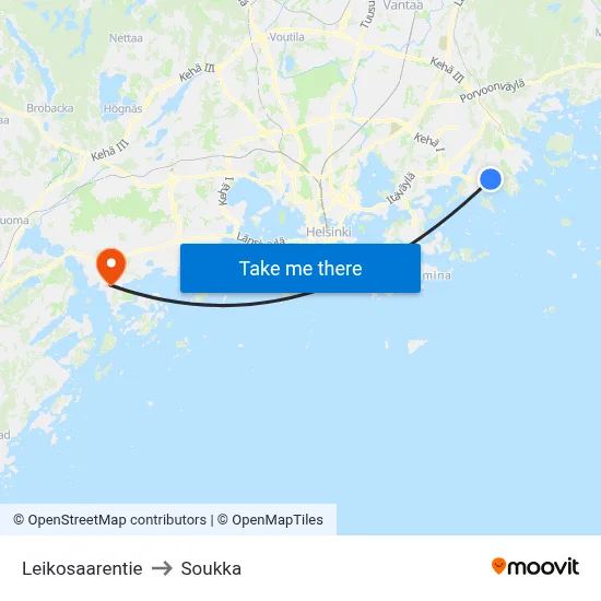 Leikosaari Road to Soukka map