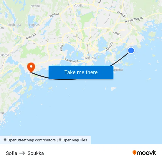 Sofia to Soukka map