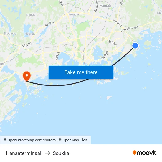 Hansaterminaali to Soukka map