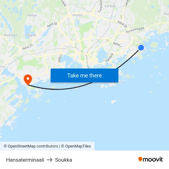Hansaterminaali to Soukka map