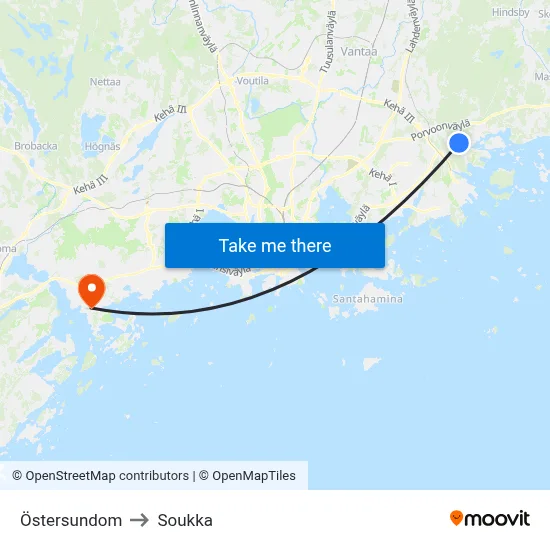 Östersundom to Soukka map