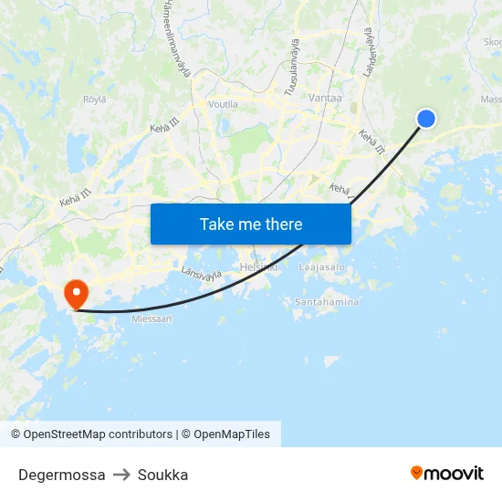 Degermossa to Soukka map