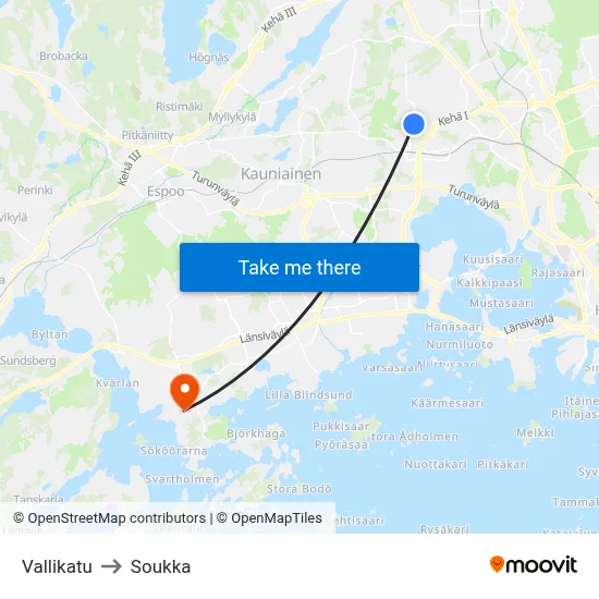 Valli Street to Soukka map