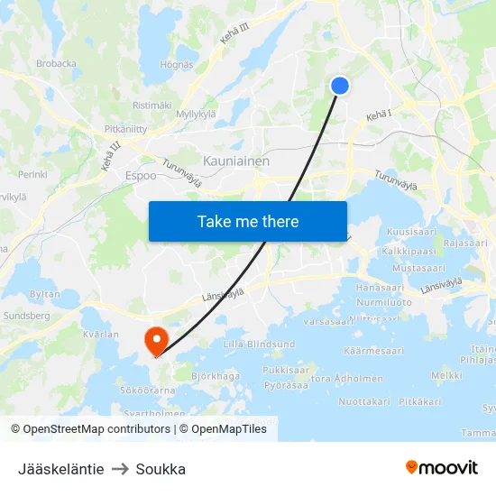 Jääskeläntie to Soukka map