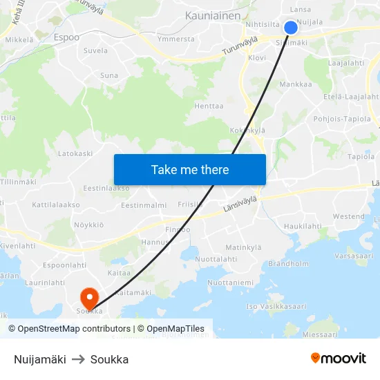Nuijamäki to Soukka map