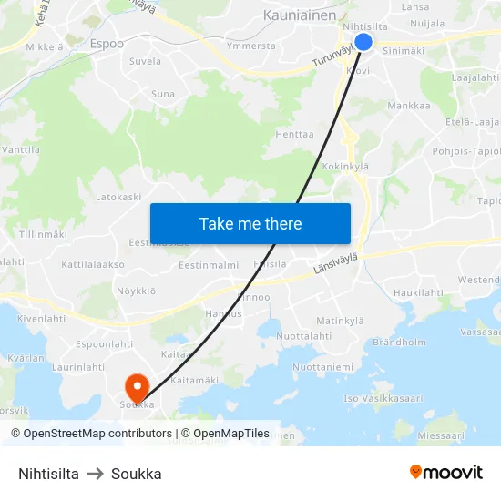 Nihtisilta to Soukka map