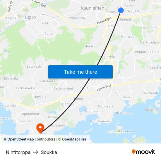 Nihti Cottage to Soukka map