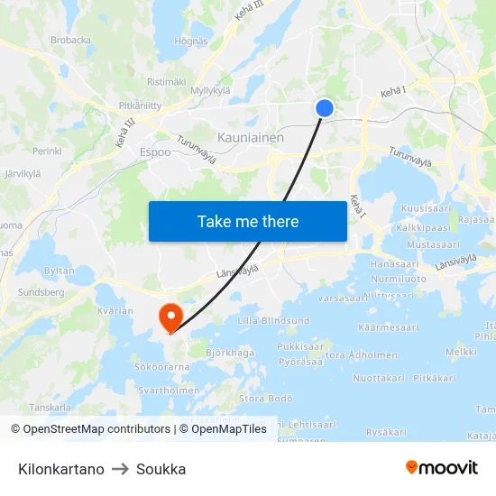 Kilo Manor to Soukka map