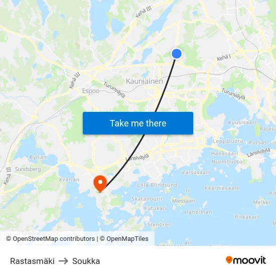 Rastasmaki to Soukka map