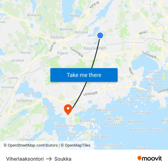 Viherlaakso Square to Soukka map
