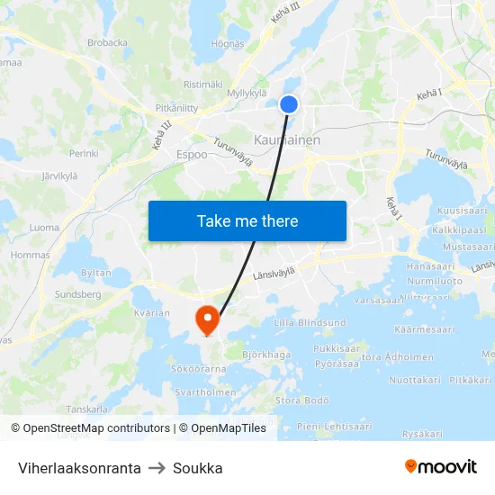 Viherlaakso Shore to Soukka map