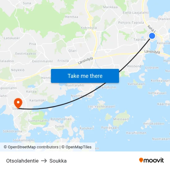 Otsolahti Road to Soukka map