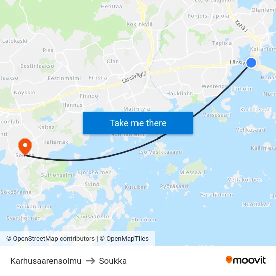 Karhusaarensolmu to Soukka map