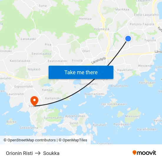 Orion's Cross to Soukka map