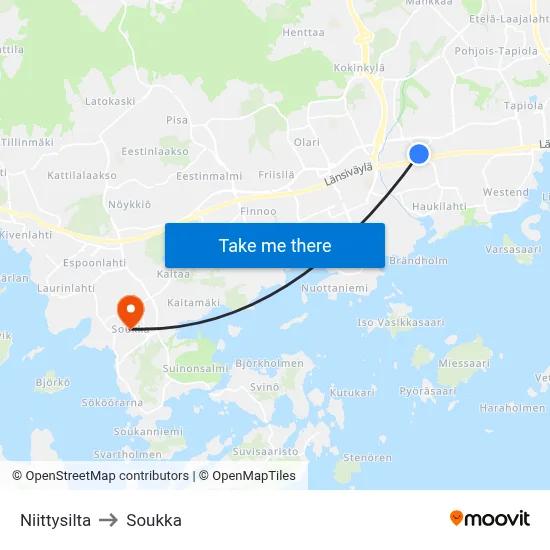 Meadow Bridge to Soukka map