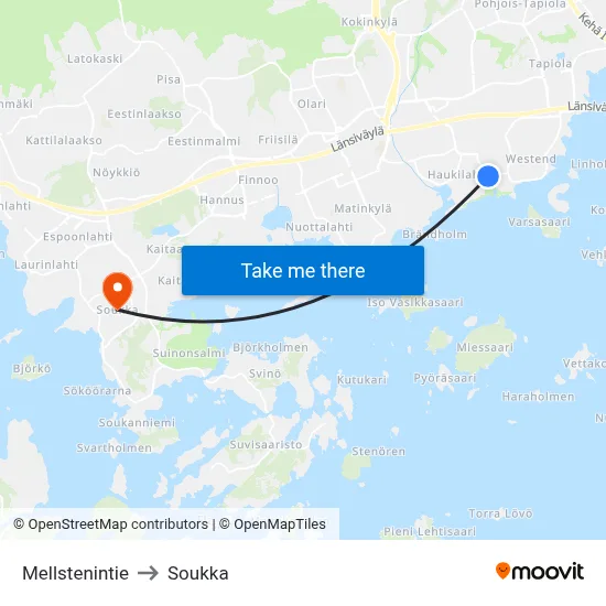 Mellsten Road to Soukka map