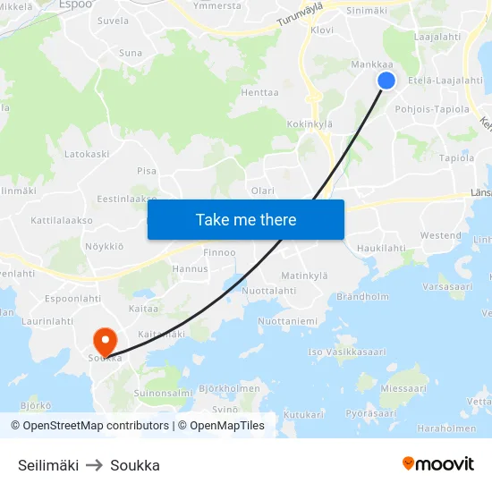Seilimäki to Soukka map