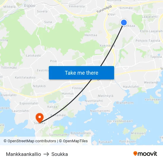 Mankkaa Hill to Soukka map
